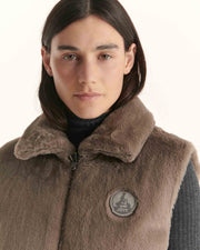 Doudoune avec des cristaux Swarovski®️ sans manches réversible Grand Froid Taupe Daria