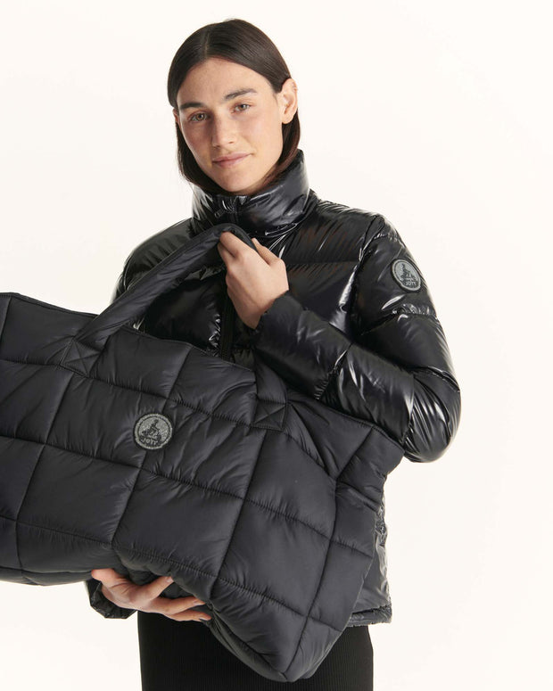 Sac avec des cristaux Swarovski®️ shopping Noir Leika 2.0