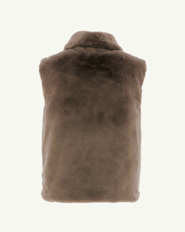 Doudoune avec des cristaux Swarovski®️ sans manches réversible Grand Froid Taupe Daria